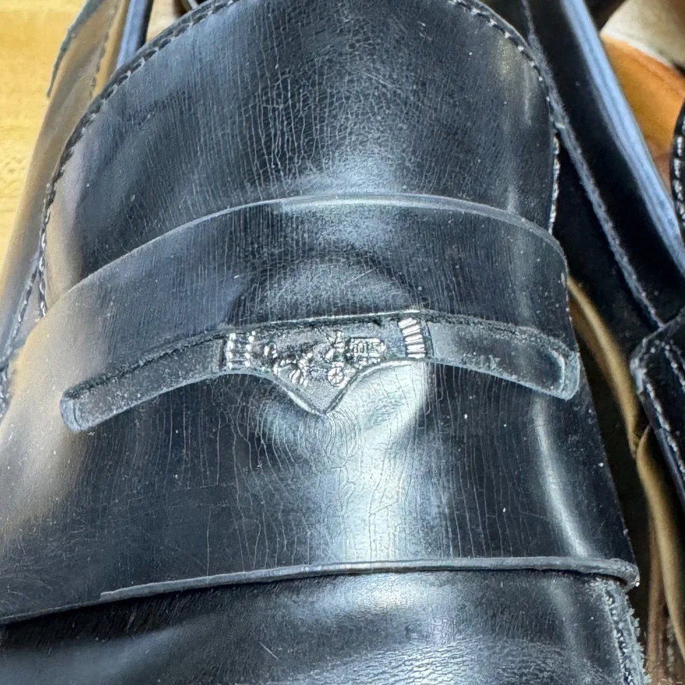 Y2K Coach Ida Black Leather Penny Loafers Lug Sole Q6277 Womens 8.5 B shoes